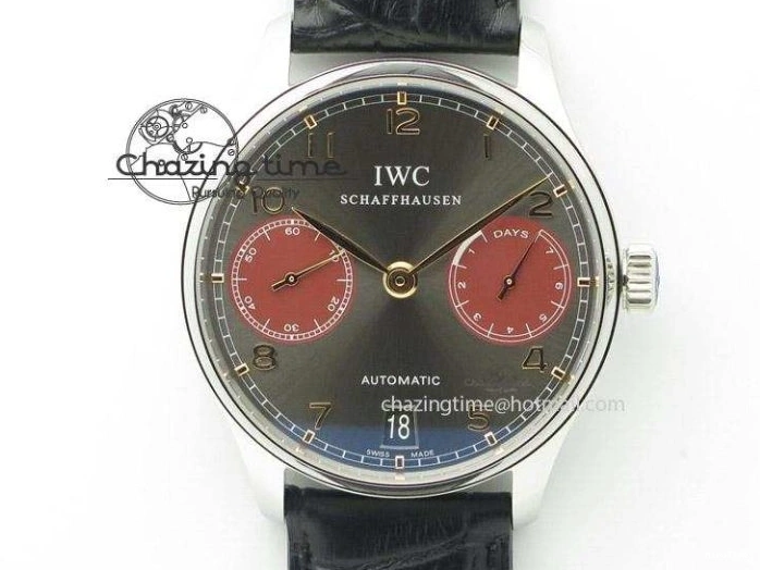 MIROTIME 1222 Portuguese Tourbillon IW504602 RG ZF Best Edition White Dial on Brown Leather Strap Stretchable 7178